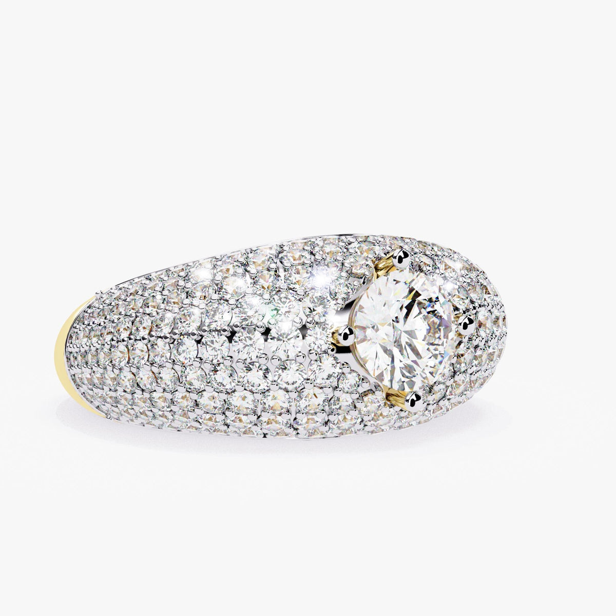 14k Gold Micro Pave Lab Grown Diamond Dome Ring (2.95 ctw)