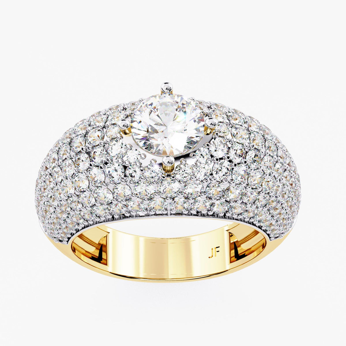 14k Gold Micro Pave Lab Grown Diamond Dome Ring (2.95 ctw)