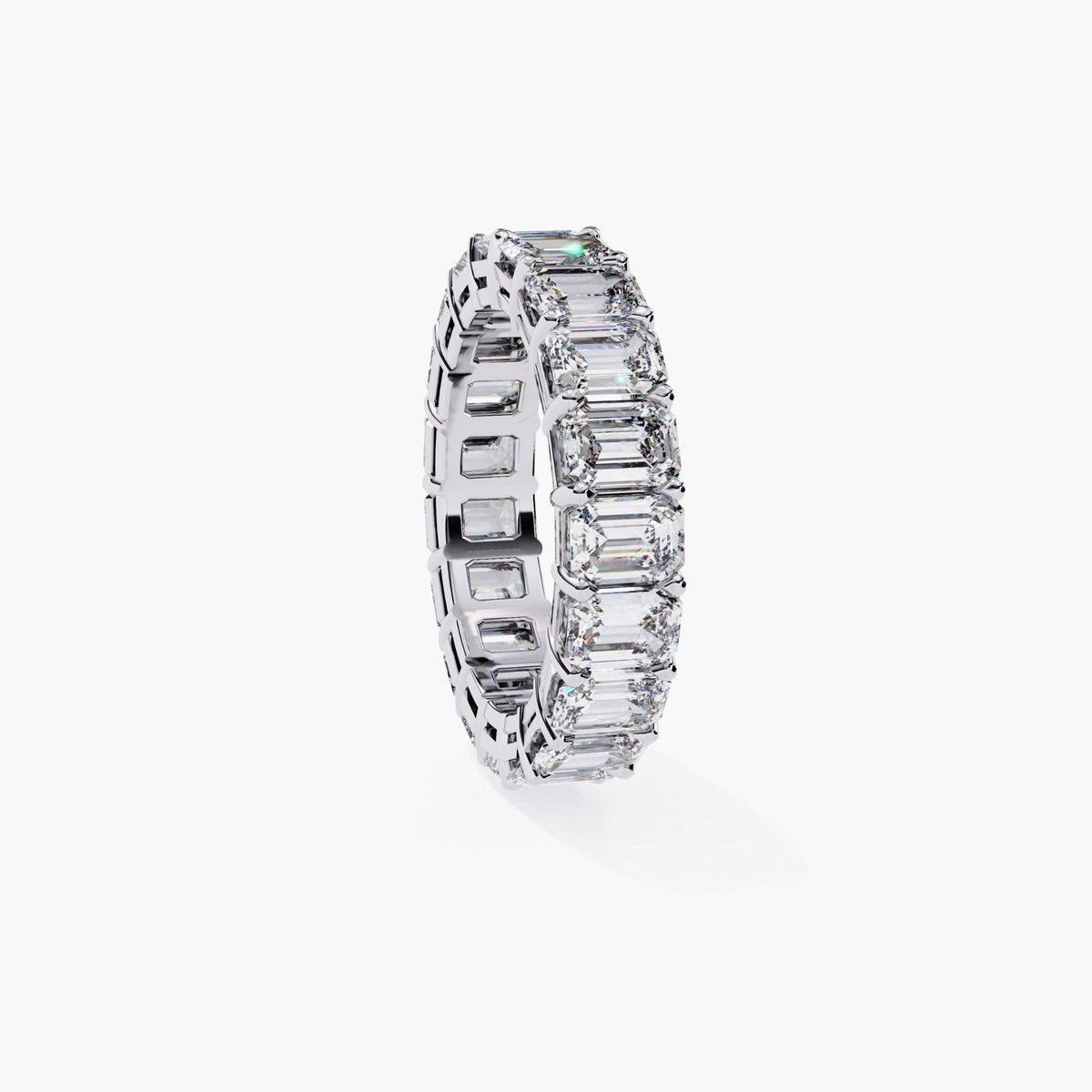 4.5 Ctw Emerald Cut Lab Grown Diamond Infinity Band Ring, 14k White Rose Gold Anniversary Gift Eternity Ring, Prong Setting Stackable Ring
