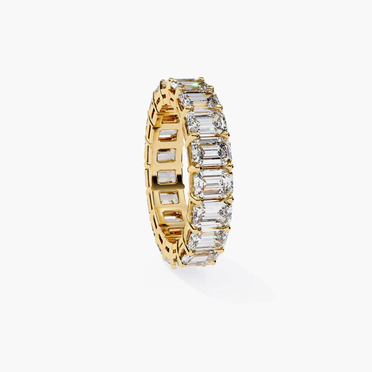 4.5 Ctw Emerald Cut Lab Grown Diamond Infinity Band Ring, 14k White Rose Gold Anniversary Gift Eternity Ring, Prong Setting Stackable Ring