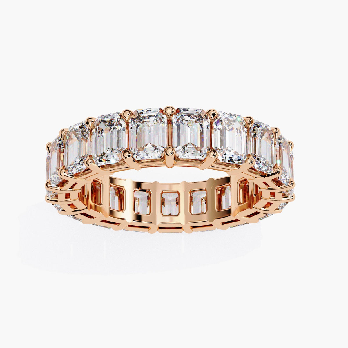 4.5 Ctw Emerald Cut Lab Grown Diamond Infinity Band Ring, 14k White Rose Gold Anniversary Gift Eternity Ring, Prong Setting Stackable Ring