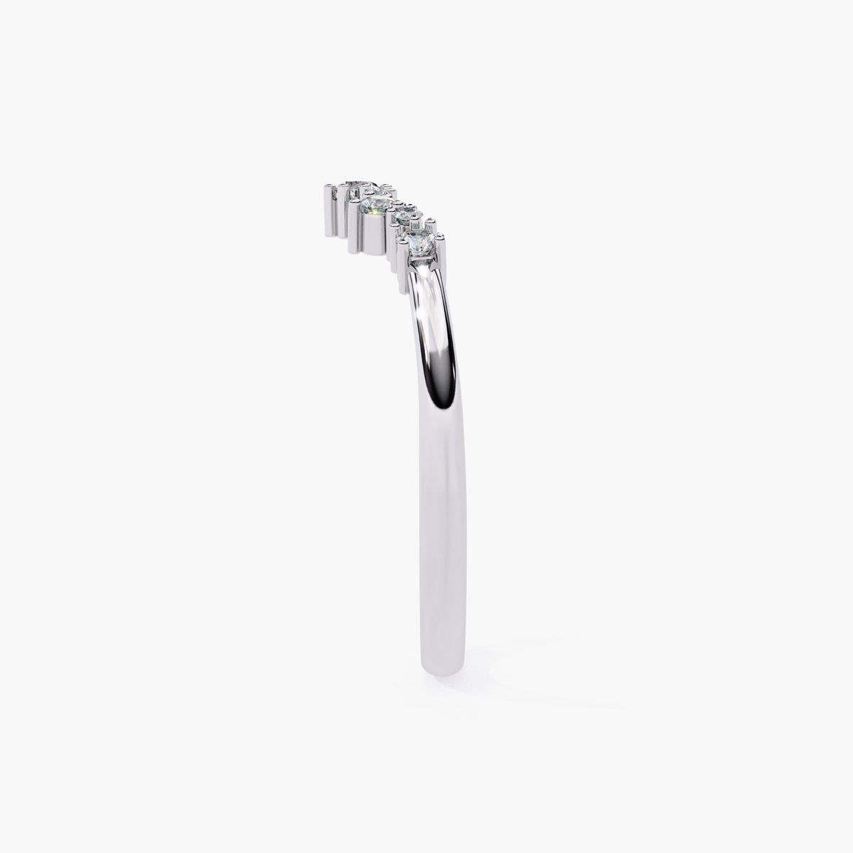 Tiara Lab Grown Diamond Ring Enhancer, Contour Nesting Ring, 14k Gold Curved V Shape Wedding Band, Unique Crown Dainty Bride Wedding Ring