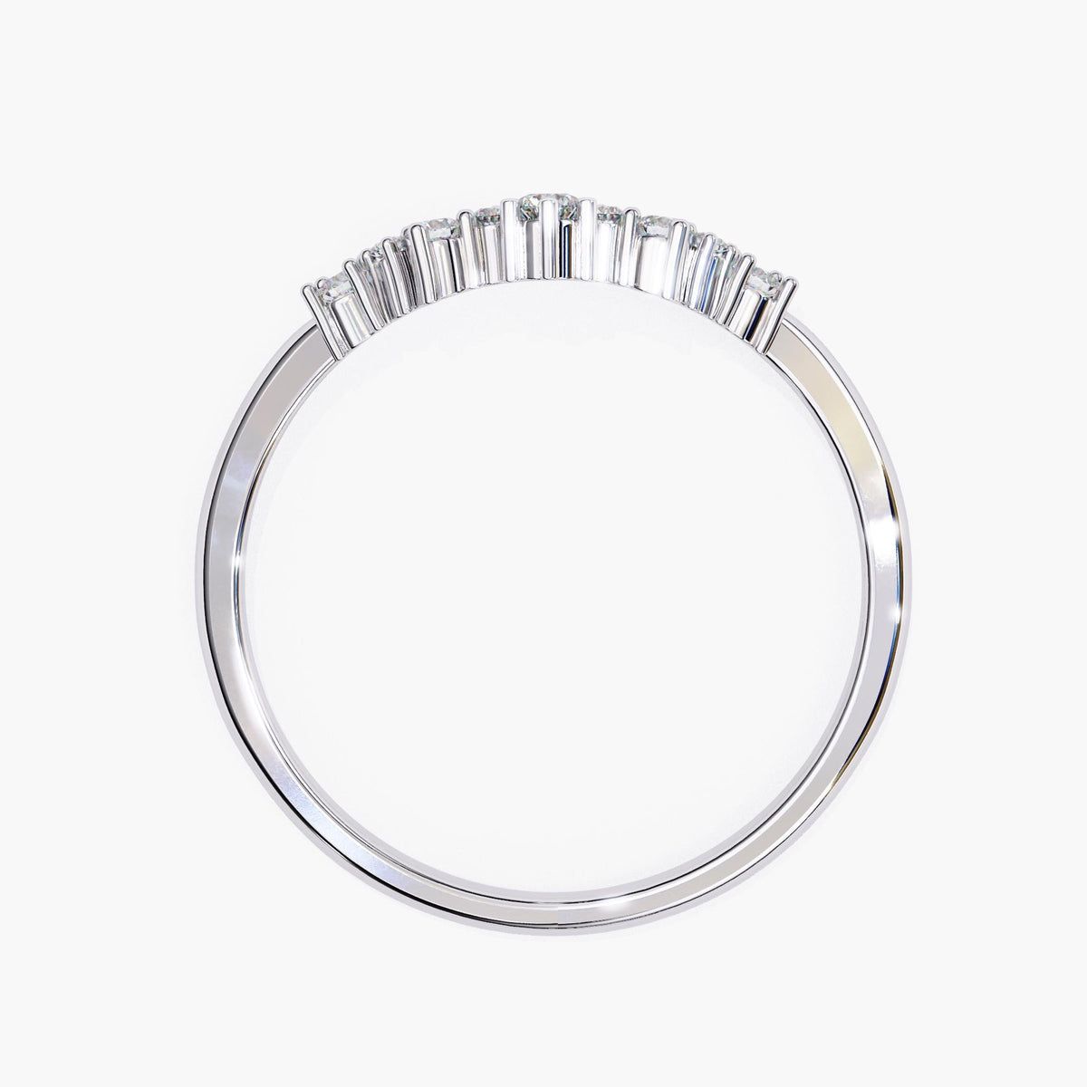 Tiara Lab Grown Diamond Ring Enhancer, Contour Nesting Ring, 14k Gold Curved V Shape Wedding Band, Unique Crown Dainty Bride Wedding Ring