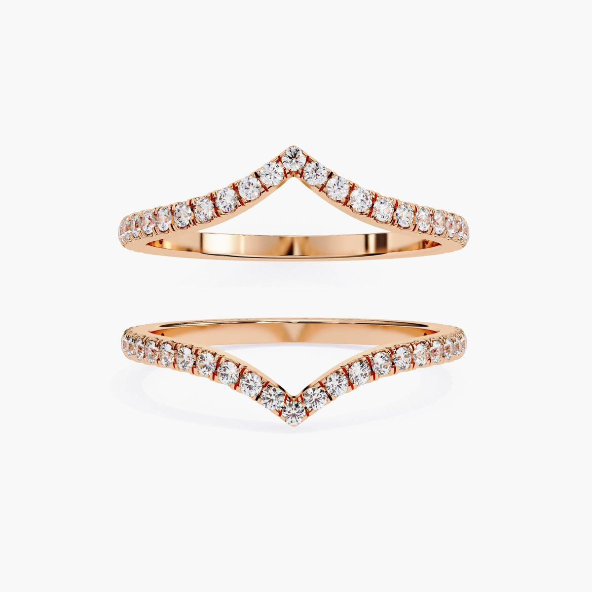 V Shaped Lab Grown Diamond Ring Enhancer, 14k Gold Nesting Crown Ring, Chevron Tiara Ring, Curved Wedding Band Ring Stacker, Contour Ring