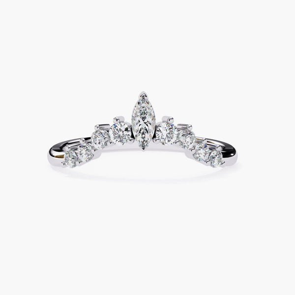 14K Gold Tiara V Shaped Diamond Ring