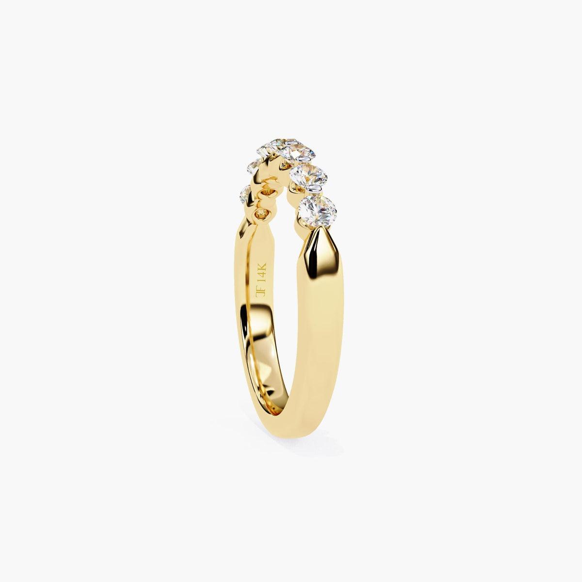 Round Cut Lab Grown Diamond Half Eternity Ring, 14k Yellow White Rose Gold Delicate Wedding Ring, Minimalist Wife Ring, Dainty Stacking Ring