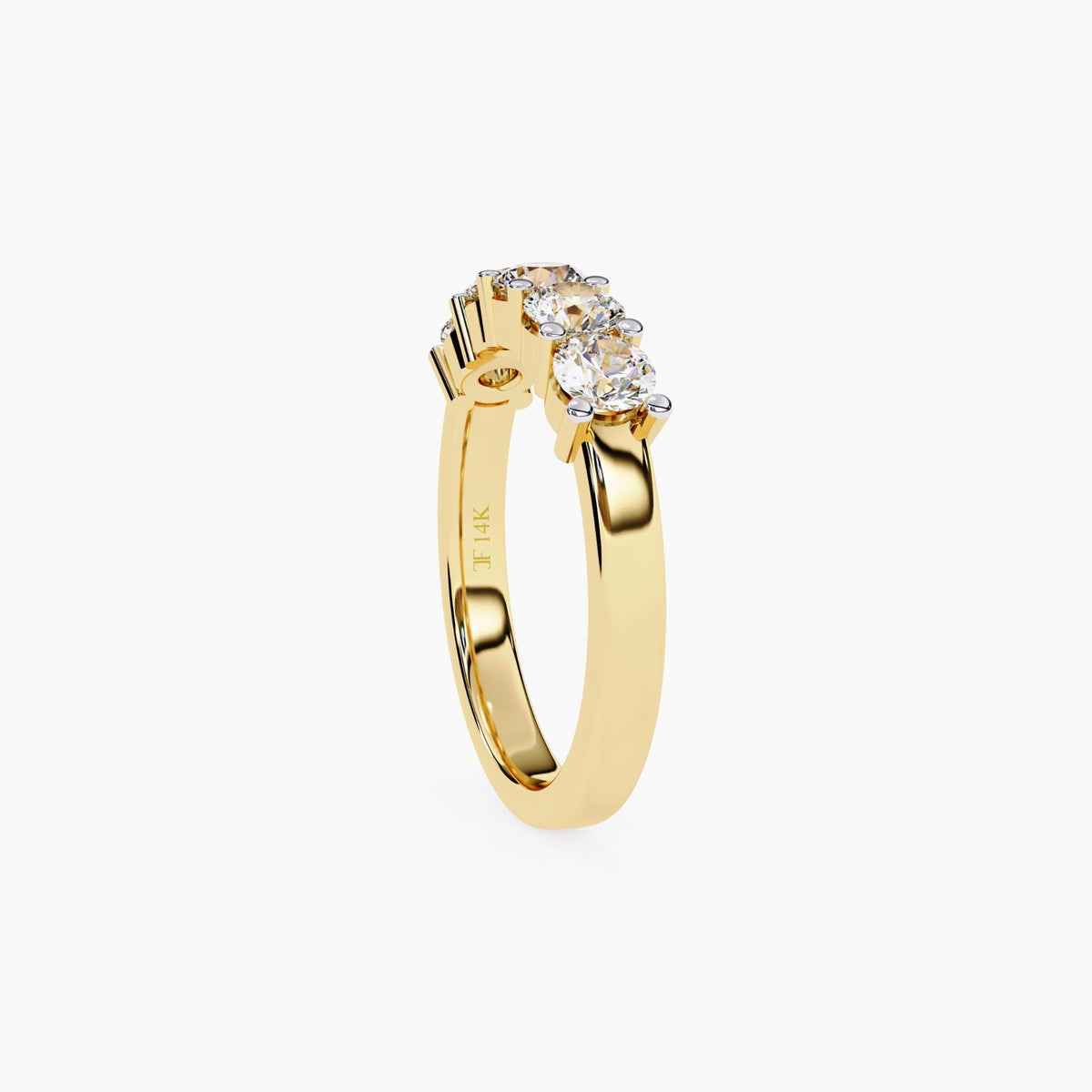 Round Cut Lab Grown Diamond Half Eternity Ring, 14k Yellow White Rose Gold Delicate Wedding Ring, Minimalist Wife Ring, Dainty Stacking Ring