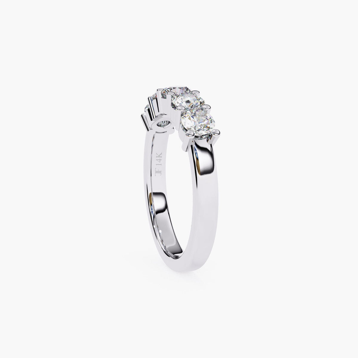 Round Cut Lab Grown Diamond Half Eternity Ring, 14k Yellow White Rose Gold Delicate Wedding Ring, Minimalist Wife Ring, Dainty Stacking Ring