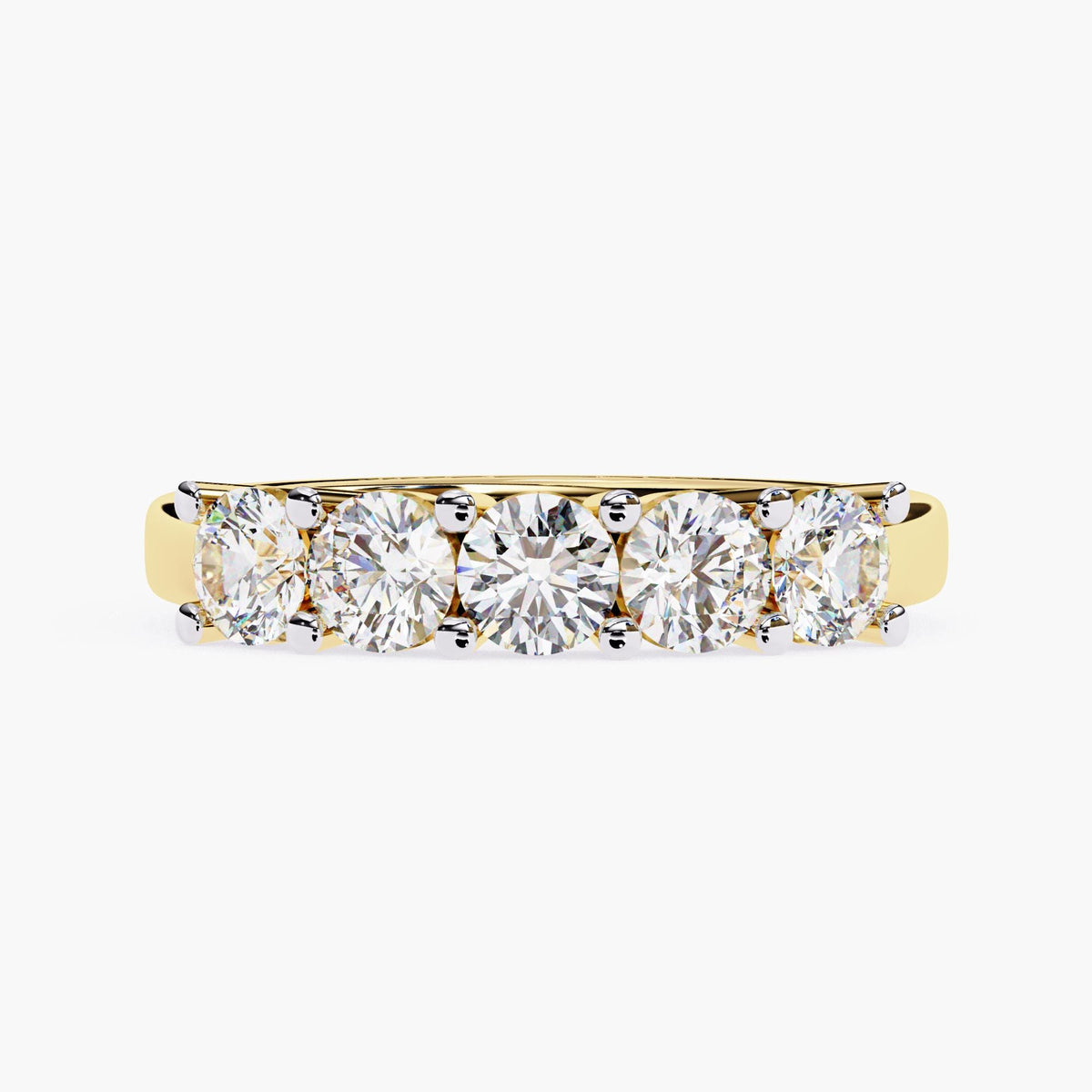 Round Cut Lab Grown Diamond Half Eternity Ring, 14k Yellow White Rose Gold Delicate Wedding Ring, Minimalist Wife Ring, Dainty Stacking Ring
