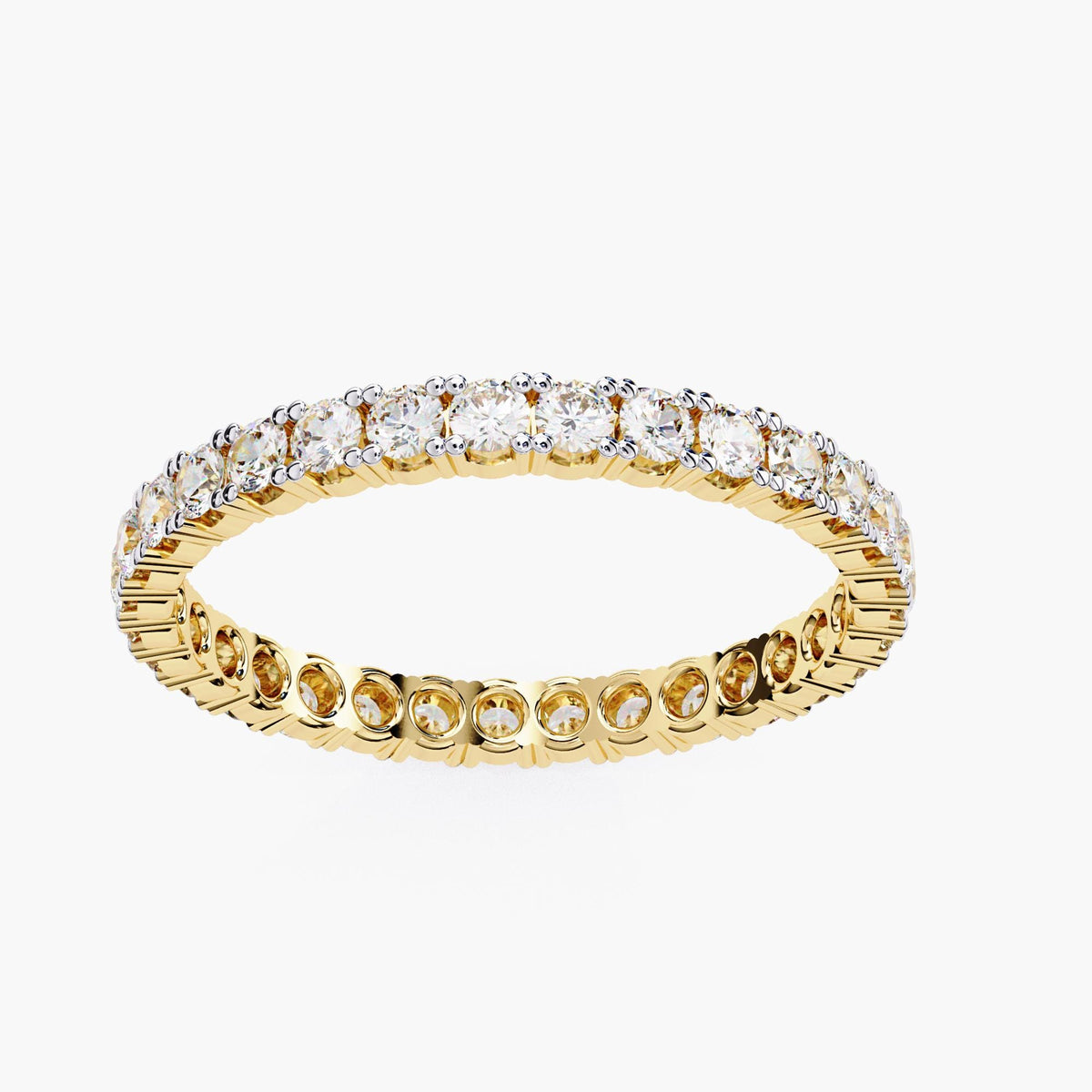 1 Ct Full Eternity Lab Grown Diamond Ring, 14k White Yellow Rose Gold Round Cut Ring, Stackable Bridal Wedding Rings, Wife Anniversary Gift