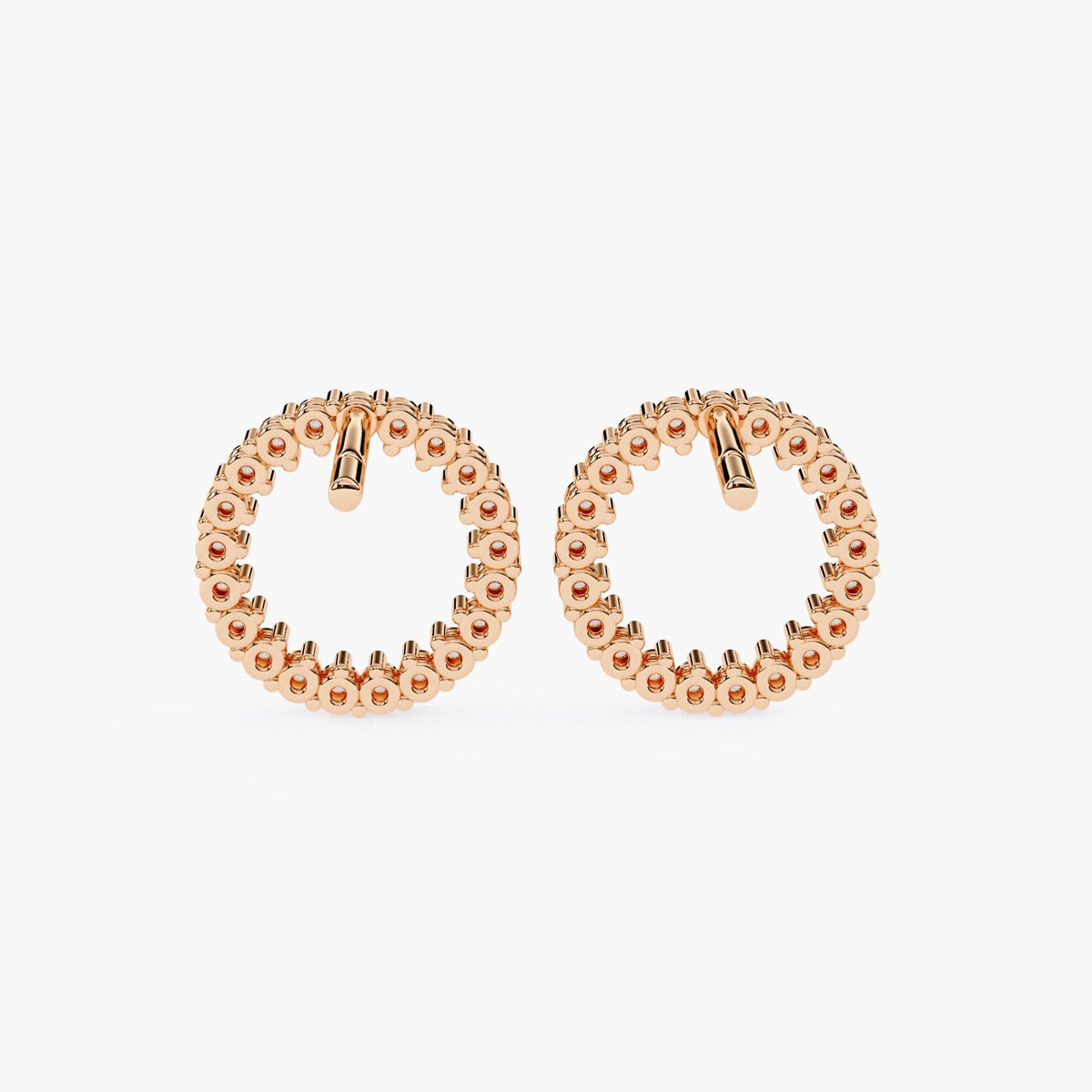 Open circle diamond stud earrings back side
