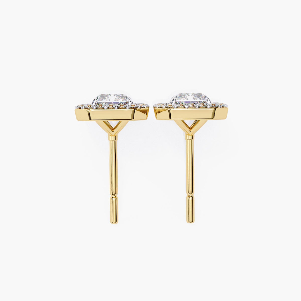 Emerald Round Cut Cluster Lab Grown Diamond Stud Earrings, Elegant 14k Gold Diamond Earrings for Women, Perfect Gift for Her, Grandma Studs