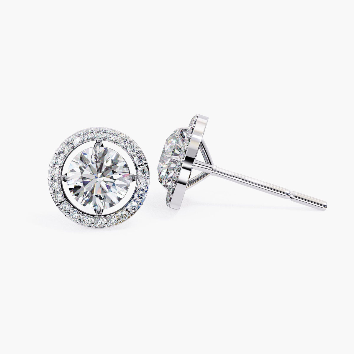 Round Cut Cluster Lab Grown Diamond Stud Earrings, Elegant 14k Gold Diamond Earrings for Women, Perfect Gift for Her, Circle Diamond Studs