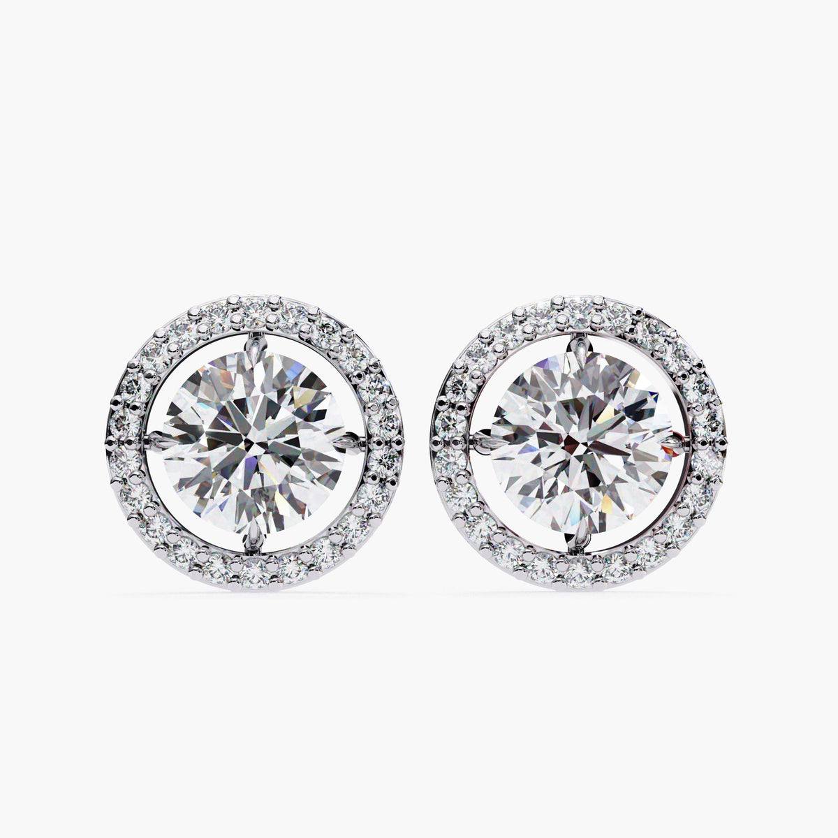 Round Cut Cluster Lab Grown Diamond Stud Earrings, Elegant 14k Gold Diamond Earrings for Women, Perfect Gift for Her, Circle Diamond Studs