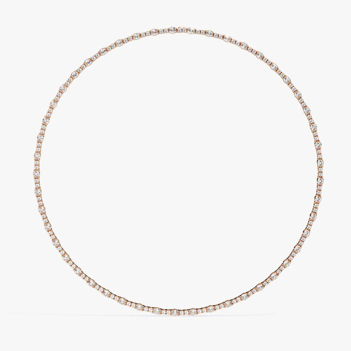 Diamond Tennis Chain Necklace Unique Statement Oval Round Diamond Tennis Necklace Lab Grown Diamond Chain 14K Solid Gold Anniversary Gift