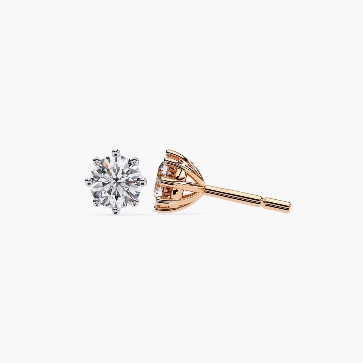 Dainty Solitaire Lab Grown Diamond Stud Earrings, 14k Minimalist Gold Studs, Simple Tiny Round Studs Prong Earrings, Bridal Wedding Jewelry