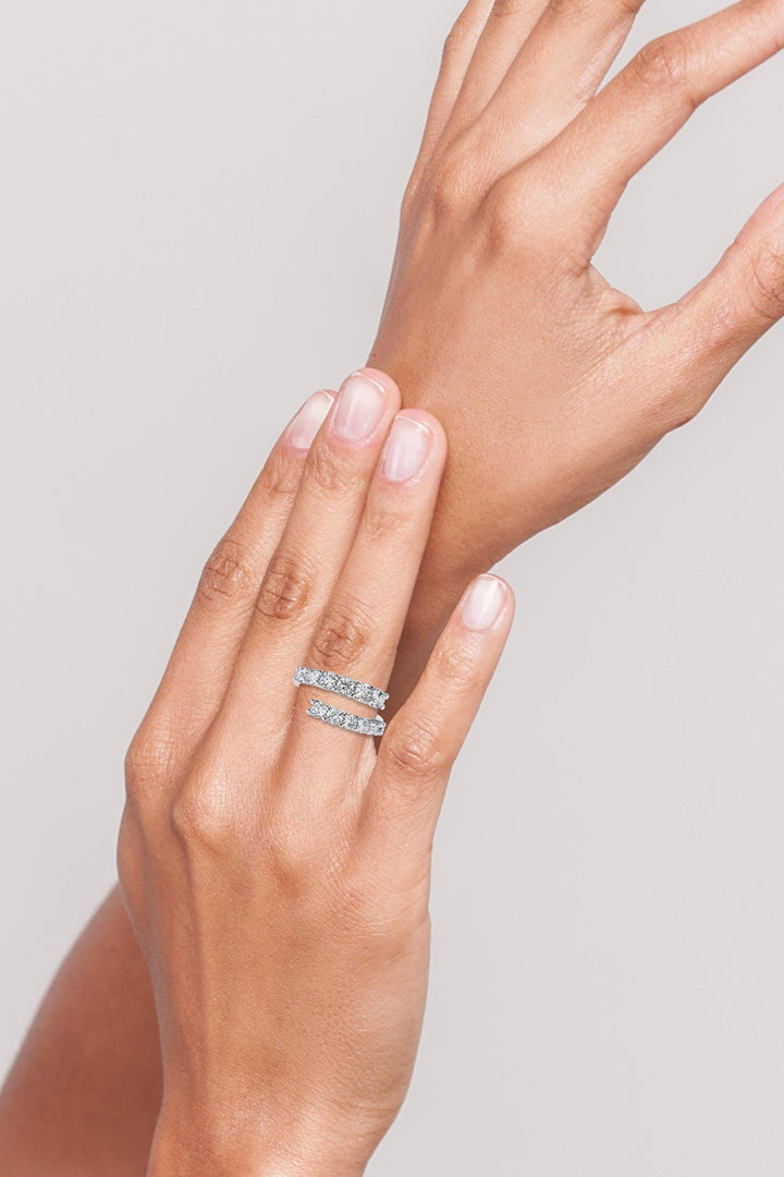 1.30 Ct Lab Grown Diamond Spiral Ring: 14K Gold Open Cuff