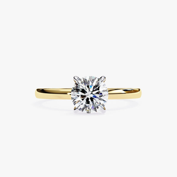 1 Carat Lab Grown Diamond Ring 1ct Diamond Engagement Ring 14K Gold Round Lab Created Diamond Wedding Ring Hidden Halo Everyday Classic Ring