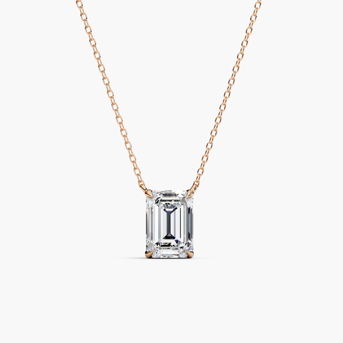 Solitaire Emerald Lab Grown Diamond Necklace Pendant Necklace, 14k Gold Minimalist Anniversary Pendant,Solid Gold Necklace, Bridal Jewelry