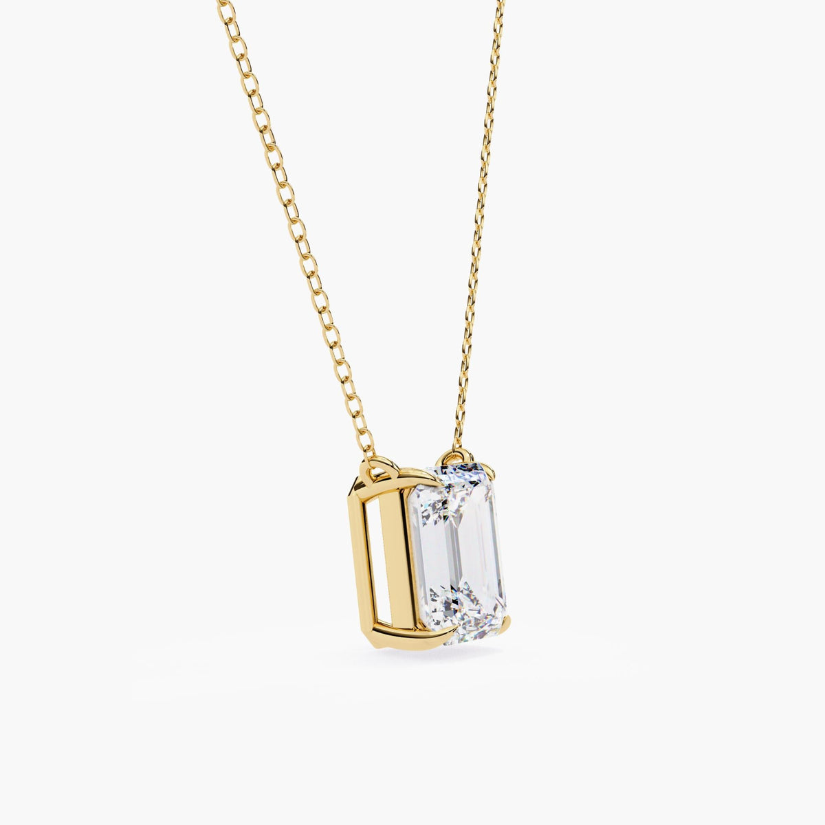 Solitaire Emerald Lab Grown Diamond Necklace Pendant Necklace, 14k Gold Minimalist Anniversary Pendant,Solid Gold Necklace, Bridal Jewelry
