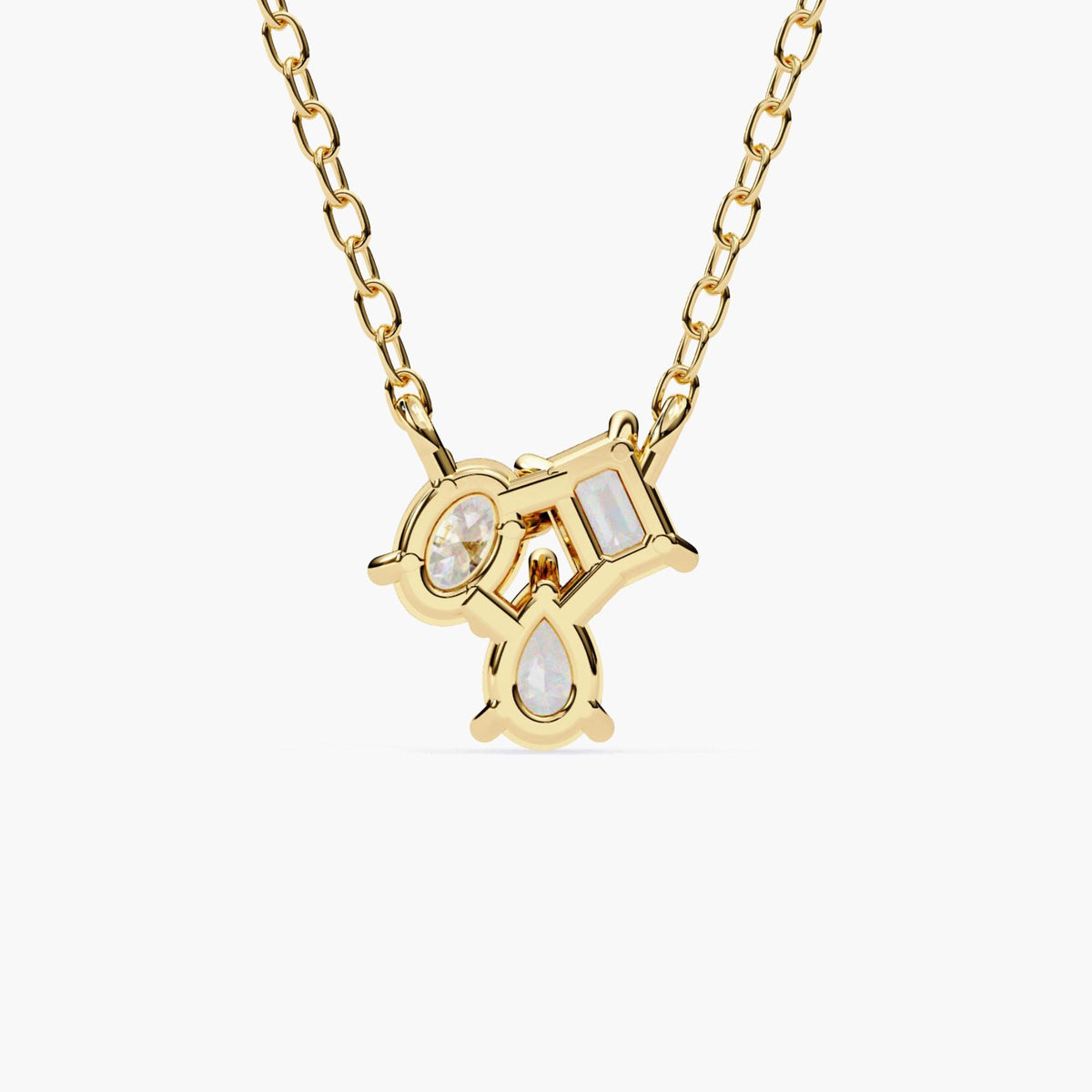 Moi Toi Nous Pendant Cluster Diamond Pendant, 14k Gold Emerald Cut, Oval & Teardrop Gemstones, Wife Anniversary Gift, Birthday Gift for Her