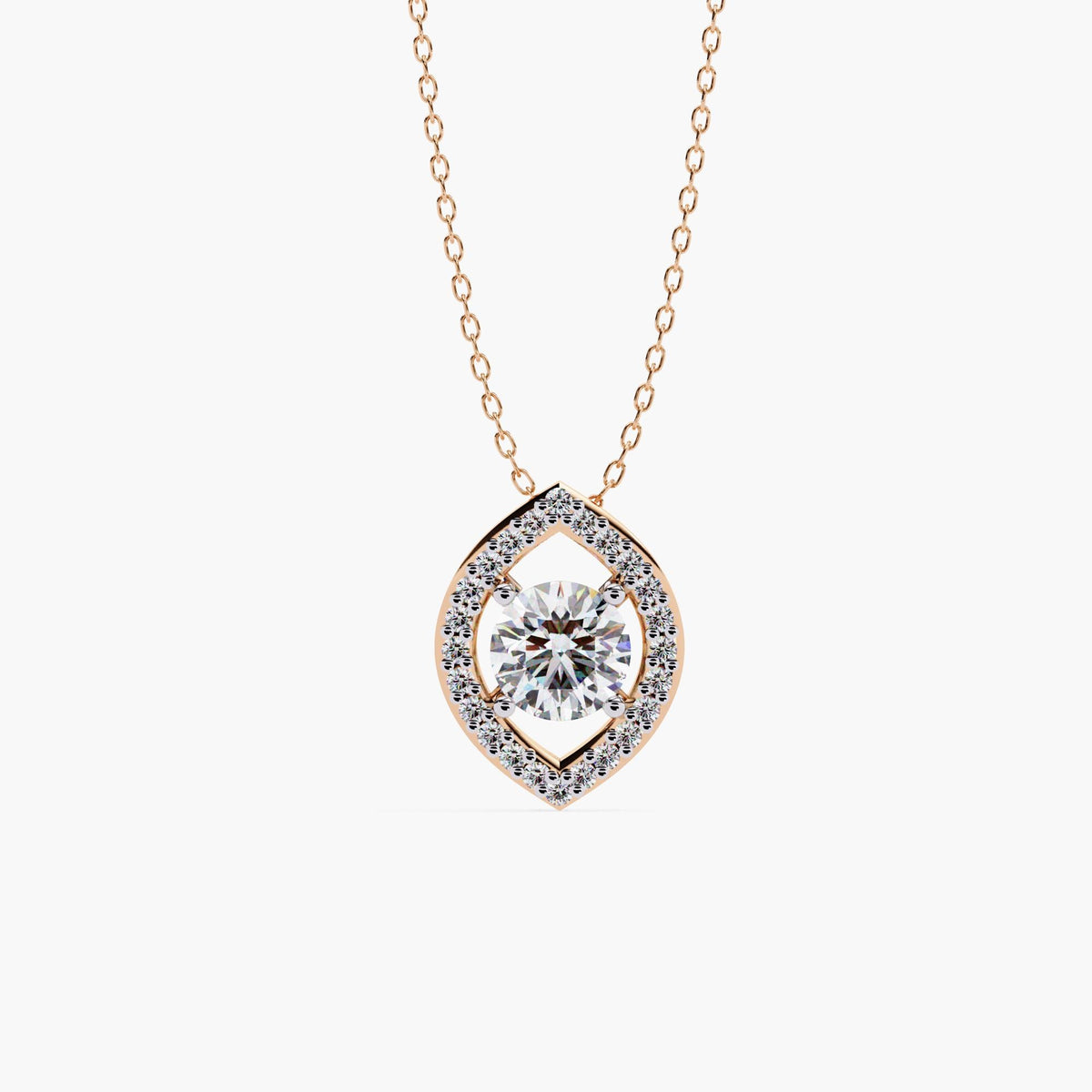 Oval Lab Grown Diamond Halo Pendant Necklace, 14k Gold Floating Diamond Necklace, Bridal Art Deco Necklace, Wedding Jewelry Gift for Her