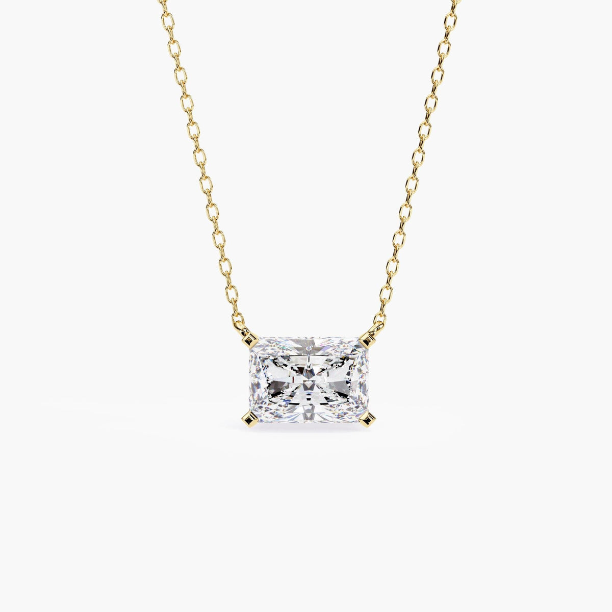 Solitaire Diamond Necklace Radiant Cut Diamond 1ct in 14k Gold Minimalist Necklace Layering Necklace Lab Grown Diamond Mom Girlfriend Gift
