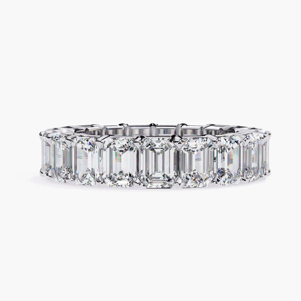 4.5 Ctw Emerald Cut Lab Grown Diamond Infinity Band Ring, 14k White Rose Gold Anniversary Gift Eternity Ring, Prong Setting Stackable Ring