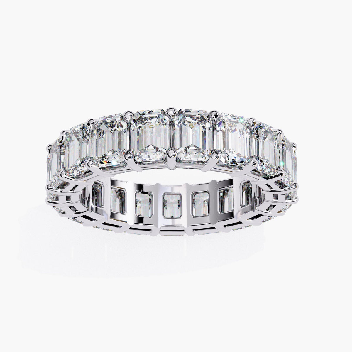 4.5 Ctw Emerald Cut Lab Grown Diamond Infinity Band Ring, 14k White Rose Gold Anniversary Gift Eternity Ring, Prong Setting Stackable Ring