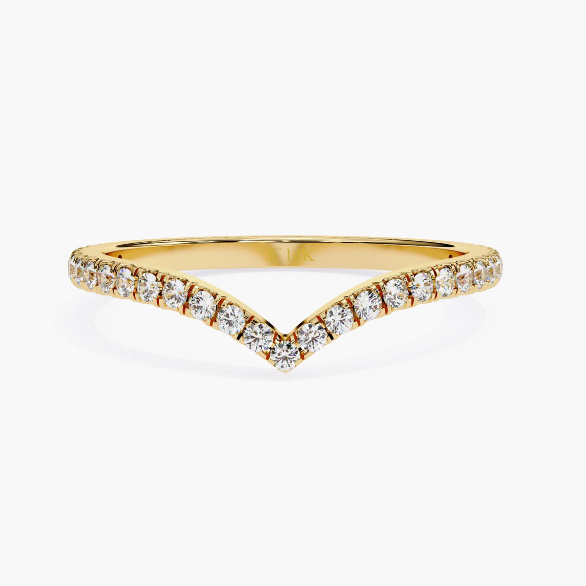 V Shaped Lab Grown Diamond Ring Enhancer, 14k Gold Nesting Crown Ring, Chevron Tiara Ring, Curved Wedding Band Ring Stacker, Contour Ring