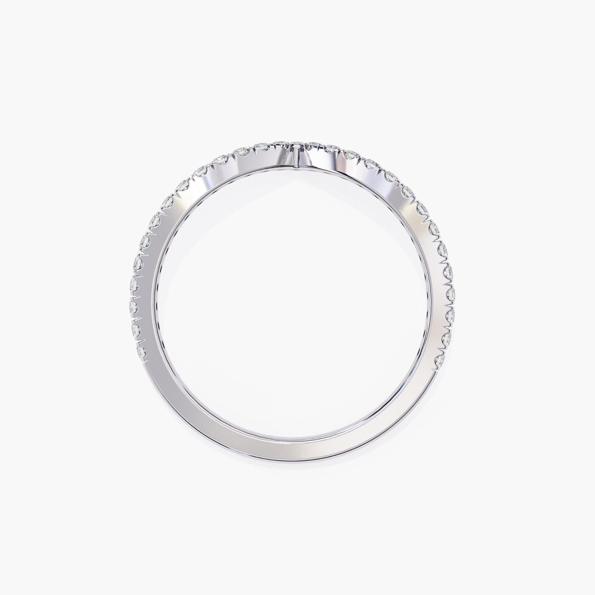 V Shaped Lab Grown Diamond Ring Enhancer, 14k Gold Nesting Crown Ring, Chevron Tiara Ring, Curved Wedding Band Ring Stacker, Contour Ring