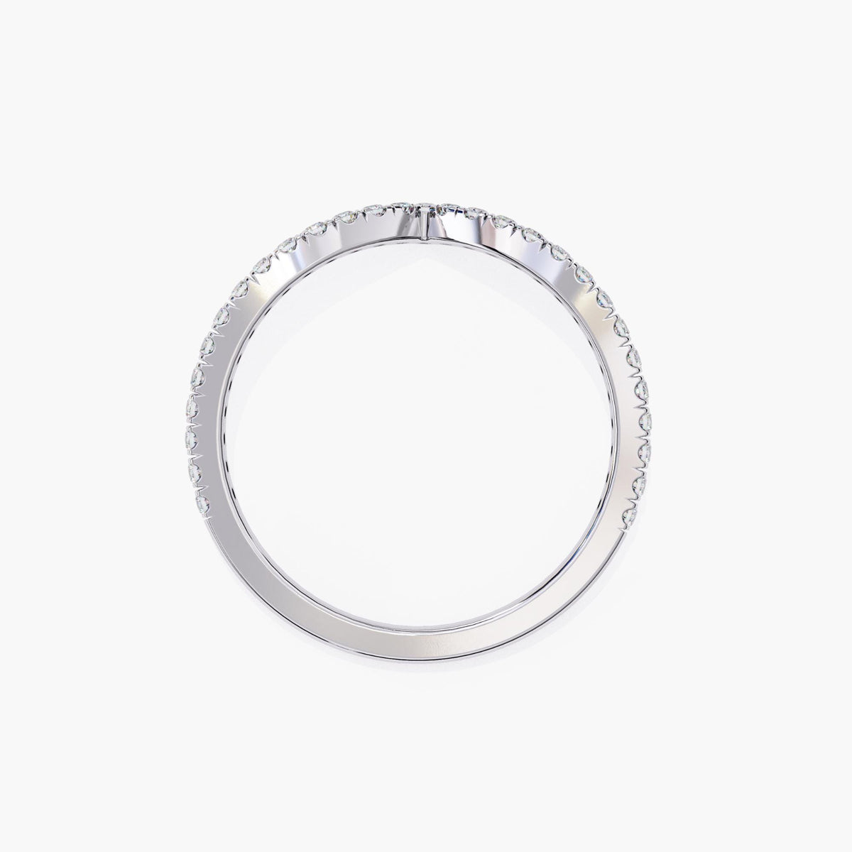 V Shaped Lab Grown Diamond Ring Enhancer, 14k Gold Nesting Crown Ring, Chevron Tiara Ring, Curved Wedding Band Ring Stacker, Contour Ring
