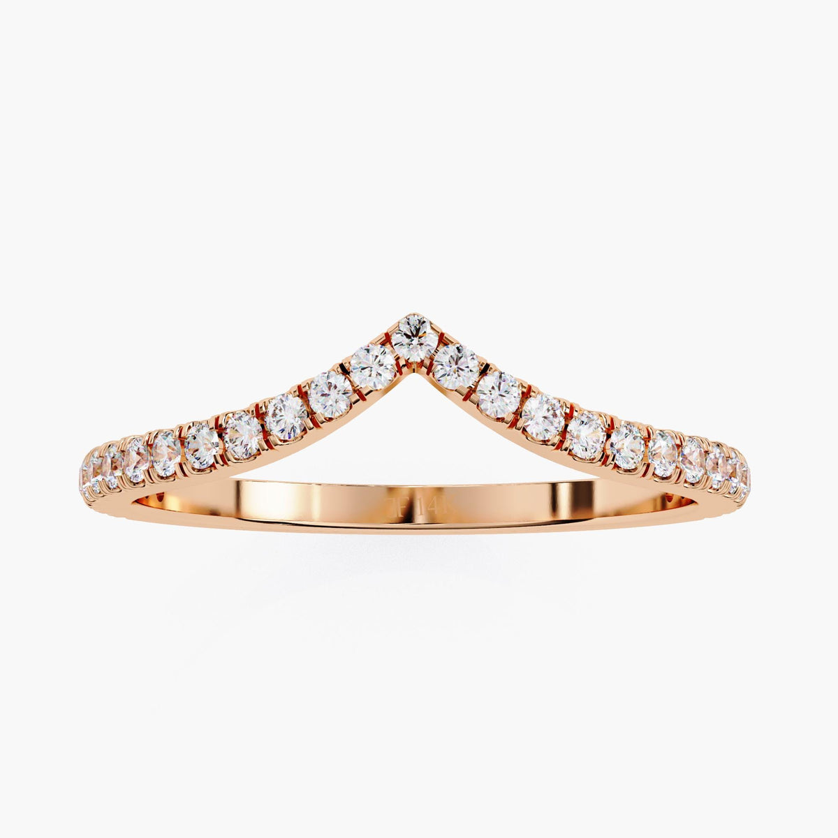V Shaped Lab Grown Diamond Ring Enhancer, 14k Gold Nesting Crown Ring, Chevron Tiara Ring, Curved Wedding Band Ring Stacker, Contour Ring