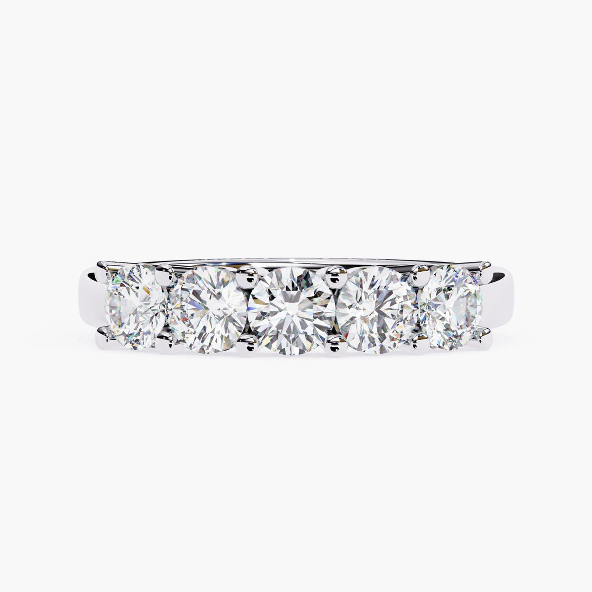 Round Cut Lab Grown Diamond Half Eternity Ring, 14k Yellow White Rose Gold Delicate Wedding Ring, Minimalist Wife Ring, Dainty Stacking Ring