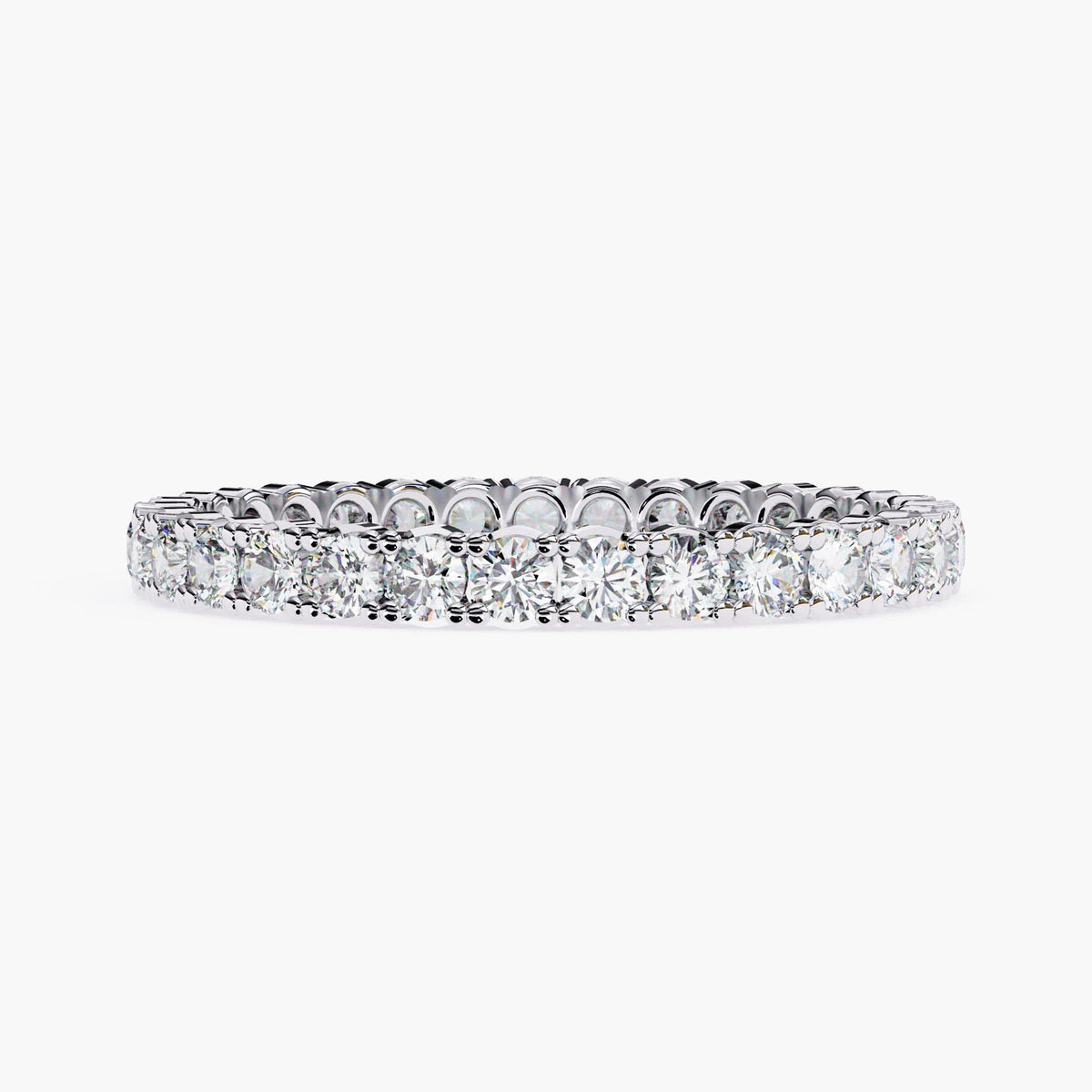 1 Ct Full Eternity Lab Grown Diamond Ring, 14k White Yellow Rose Gold Round Cut Ring, Stackable Bridal Wedding Rings, Wife Anniversary Gift
