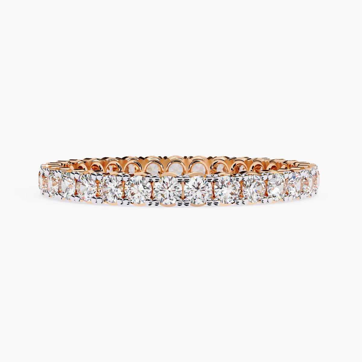 1 Ct Full Eternity Lab Grown Diamond Ring, 14k White Yellow Rose Gold Round Cut Ring, Stackable Bridal Wedding Rings, Wife Anniversary Gift