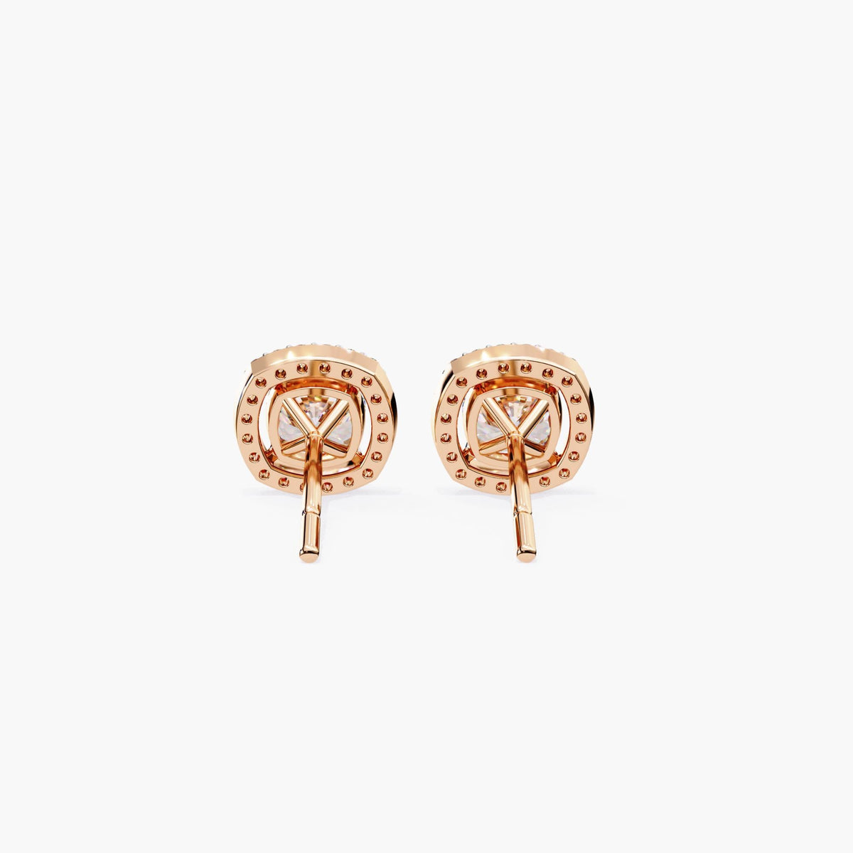 Cushion Cluster Lab Grown Diamond Stud Earrings, 14k Gold Square Dainty Elegant Stud Wedding Bridal Bridesmaid Jewelry, Perfect For Everyday