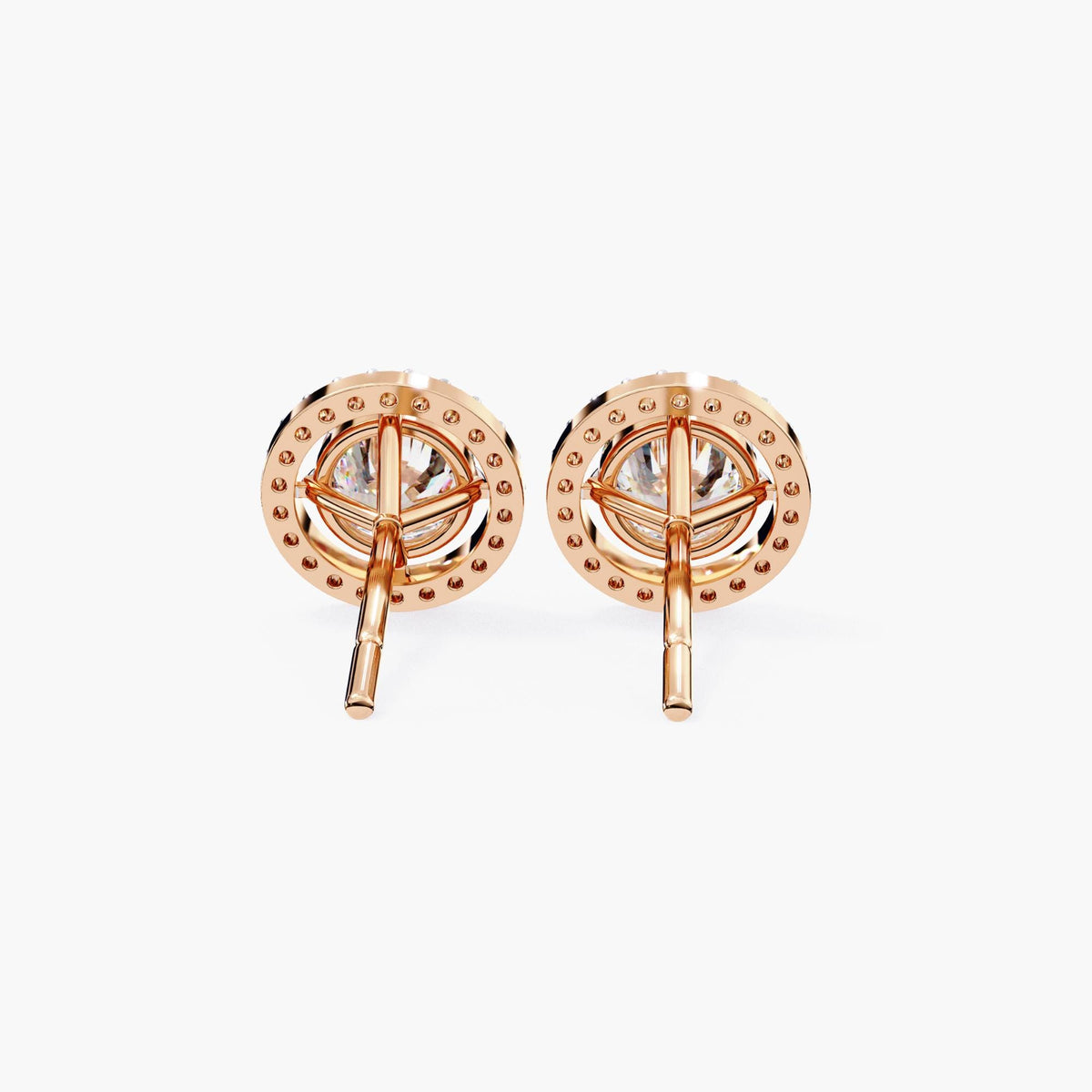 Round Cut Cluster Lab Grown Diamond Stud Earrings, Elegant 14k Gold Diamond Earrings for Women, Perfect Gift for Her, Circle Diamond Studs