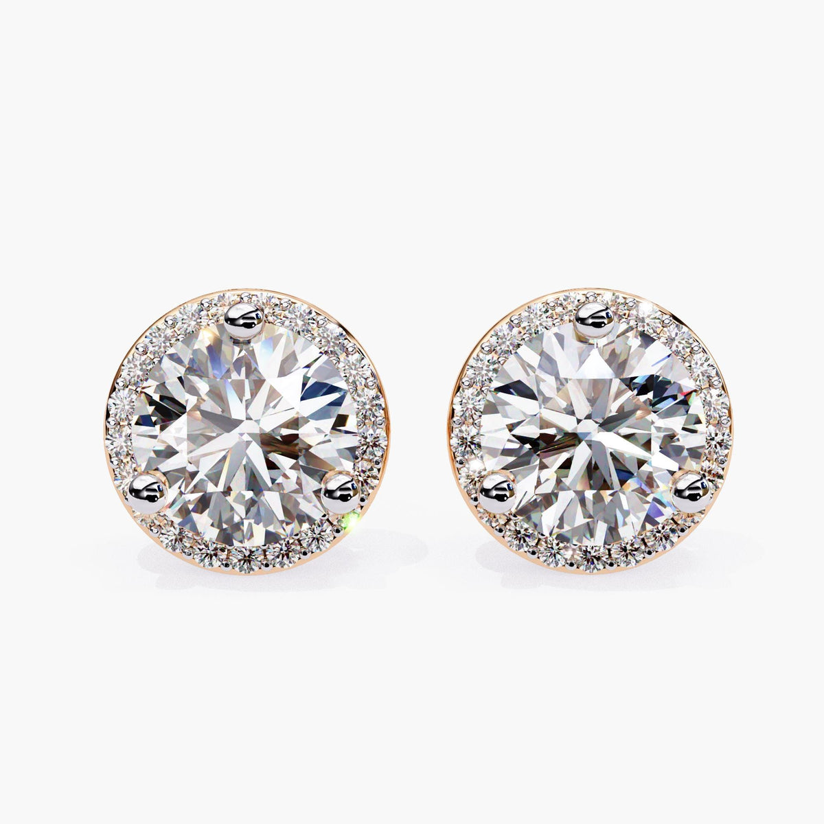 Round Cut Cluster Lab Grown Diamond Stud Earrings, Elegant 14k Gold Diamond Earrings for Women, Perfect Gift for Her, Circle Diamond Studs