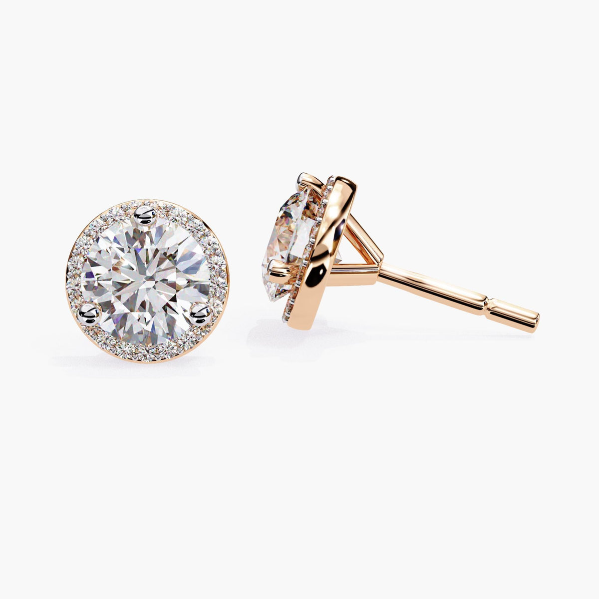 Round Cut Cluster Lab Grown Diamond Stud Earrings, Elegant 14k Gold Diamond Earrings for Women, Perfect Gift for Her, Circle Diamond Studs