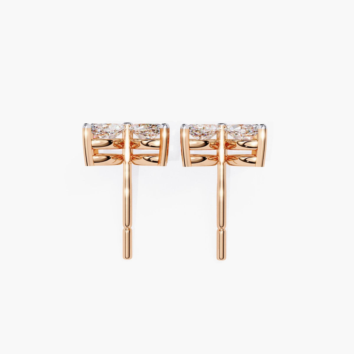 Marquise Diamond Petal Stud Earrings, 14k Gold Dainty 4 Petal Flower Gemstone Earring, Perfect Bridal Gift for Her Minimalist Floral Earring
