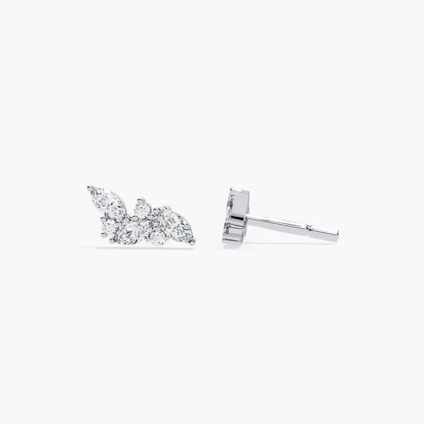 14K Gold Natural Diamond Cluster Earrings, 0.35 CTW
