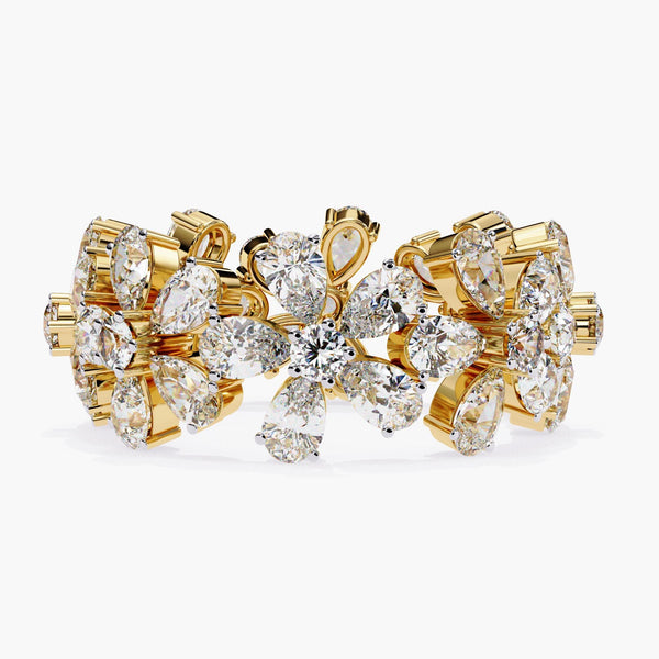 Daisy Floral Cluster Full Eternity Lab Grown Diamond Ring, 14k Gold Ring, Flower Wedding Band Ring, Unique Statement Jewelry Gift for Her