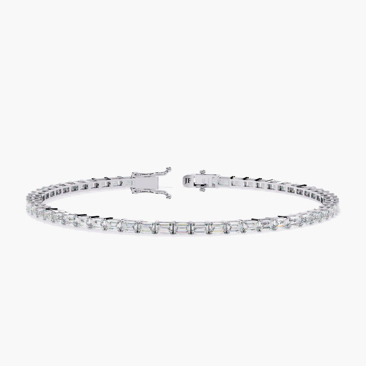 9.5 Ctw Emerald Cut Lab Grown Diamond Tennis Bracelet - 14K Gold Bridal Anniversary