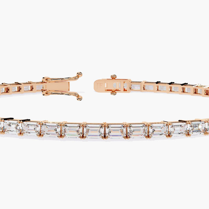 9.5 Ctw Emerald Cut Lab Grown Diamond Tennis Bracelet - 14K Gold Bridal Anniversary