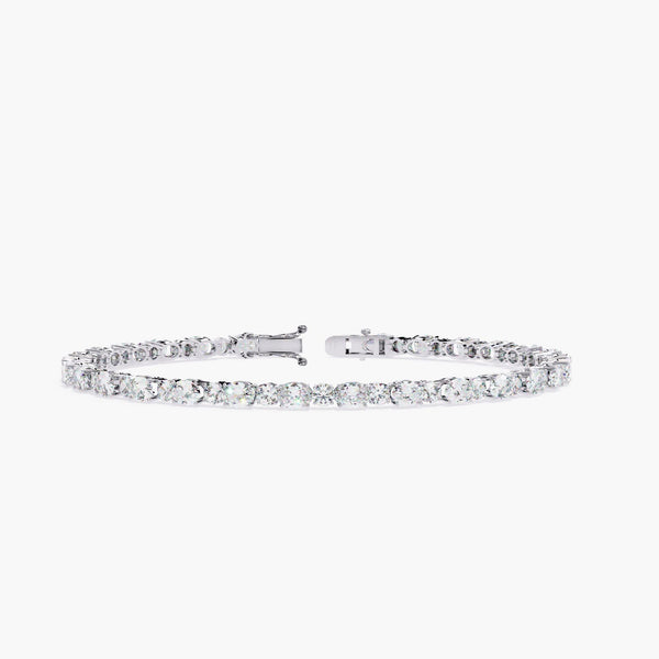 6Ctw Oval and Round Shape Lab Grown Diamond Tennis Bracelet Real 14k White Gold Prong Set Bracelet Christmas Gift for wife stacking bracelet