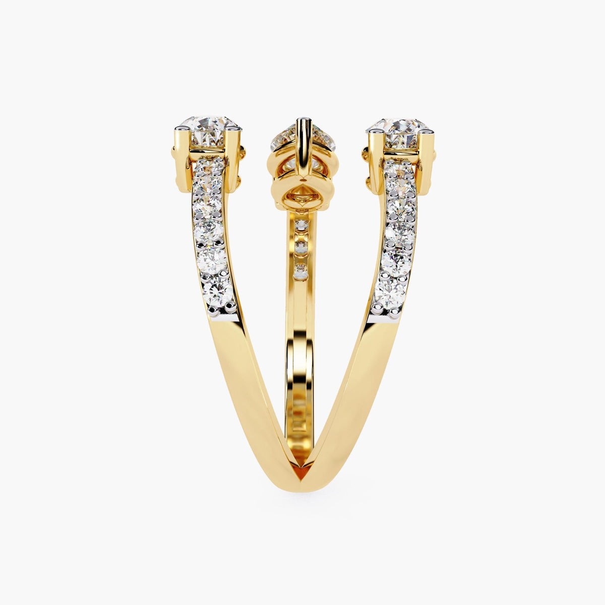 14K Gold Open Twist Diamond Ring • Lab Grown Diamond Ring • Unique Open Wedding Band Ring • Twisted Band Gap Ring • Gift For Her