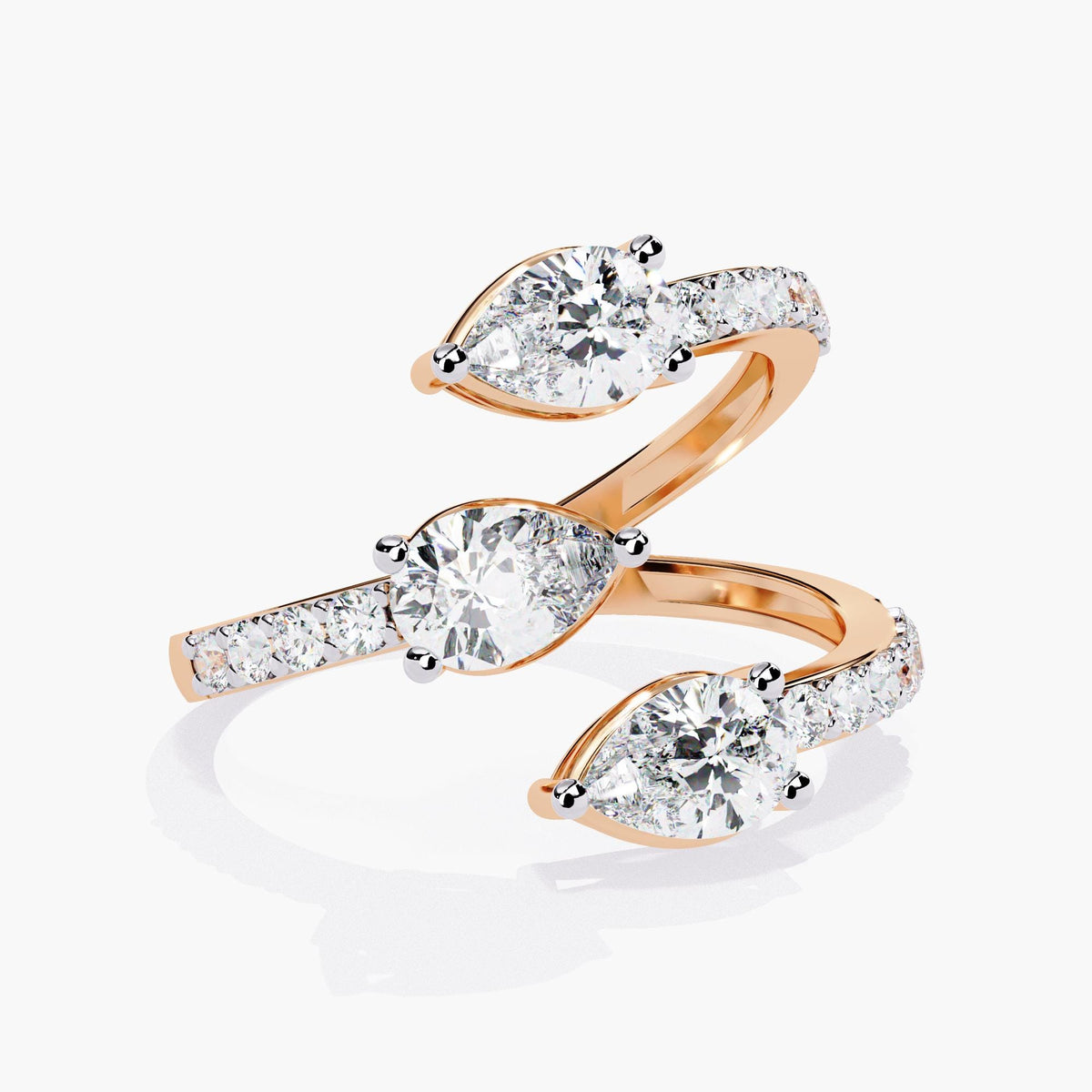 14K Gold Open Twist Diamond Ring • Lab Grown Diamond Ring • Unique Open Wedding Band Ring • Twisted Band Gap Ring • Gift For Her