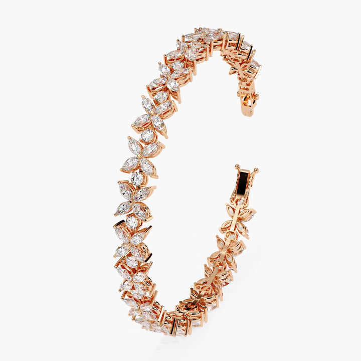 Rose gold bracelet  with marquise and round shape diamonds.