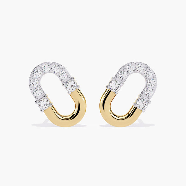 14K Gold Oval Link Lab Grown Diamond Drop Earrings, 0.25 CTW